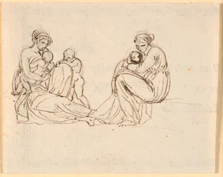 Two Drafts of a Mother with Small Children in Her Arms