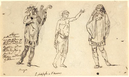 Three Male Figures. The One on the Left Resembles the Braga Figure on the Previous Page