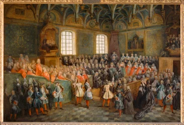 Session of the Court (Lit de Justice), held at Parliament on 22 of February 1723