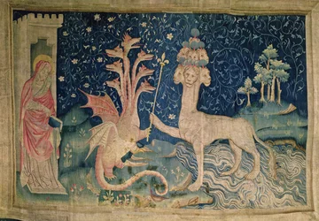 The Beast of the Sea with Seven Heads and Ten Crowns, no. 40 from “The Apocalypse of Angers”, 1373-87