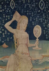 The Whore of Babylon, number 64 from The Apocalypse of Angers, 1373-1387 tapestry detail of 181983