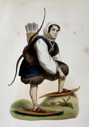 Samoiede, inhabitant of Siberia, colored engraving from Customs of Asia, by Nicolas Dally, Russia