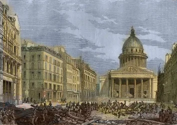 Siege of the Pantheon, 24th June 1848 - Revolution of 1848 in Paris. Attack of the Pantheon, June 24. Engraving after the painting by N.E. Gabe.