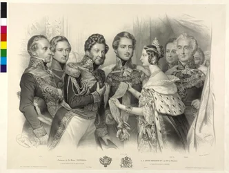 Queen Victoria of England Presents King Louis Philippe of France the Order of the Garter