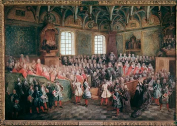 Bed of Justice held by the majority of King Louis XV in the Grand Chamber of the Parliament of Paris on February 22