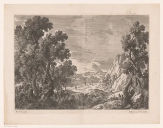 Mountain Landscape with People on a Road