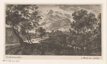 Landscape with Cattle Drinking on the Right