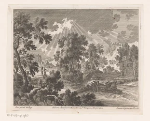 Sunny Landscape with House by River