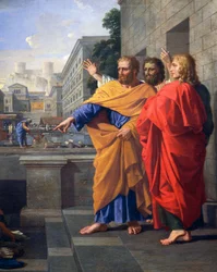 Death of Sapphira, wife of Ananias, who fell burning at St Peter