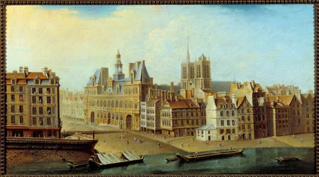 View of the Hotel de Ville and Place de Greve in Paris in 1750