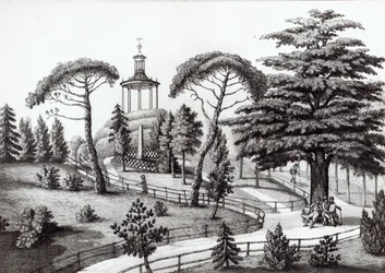 The Labyrinth from the Jardin des Plantes, Paris, engraved by Francois Aubertin (1773-1821)