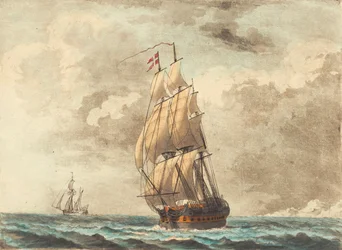 A Danish Warship Sailing in a Mist