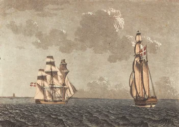 A Ship Tacking, and a Galley with Side Wind