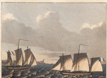French Flat-Bottomed Boats or Luggers off the French Coast