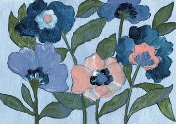 Blue and Peach Blooms