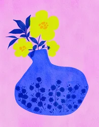 Vibrant Blooms Blue Vase