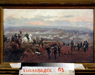 Attack on the Green Hills - Episode of the Crimean War (1853-1856) - Painting by Nikolai Dmitrievich Dmitriev-Orenburgsky (Dmitriev-Orenbourgski or Dmitriev Orenburgsky or Dmitriev-Orenburgsky) (1837-1898)