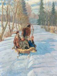 Children on a Horse-Drawn Sled