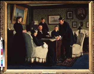 The Family Accounts. Painting by Nikolai Vasilyevich Nevrev (1830-1904)