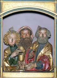 Wooden Carvings of SS. John, Andrew and Peter, from the Predella of the Isenheim Altarpiece, c.1490