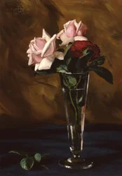 Arrangement with Roses in Glass