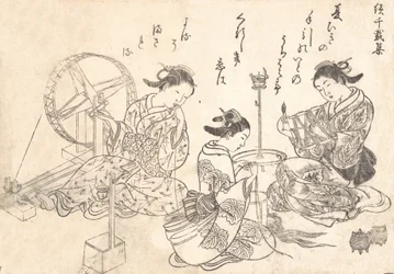 Three Courtesans Weaving Silk