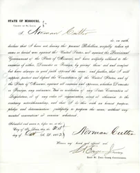 Loyalty oath of Norman Cutter of Missouri, County of St. Louis