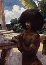 Native of British New Guinea, showing the manner of wearing the hair