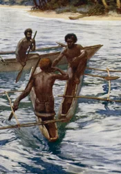 Natives of the New Hebrides having a drink