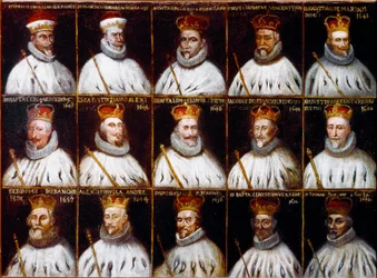 Coat of arms of the Republic of Genoa and portraits of the Doges. Giovanni Stefano Doria, Francesco Gio. Brignole Sale, Agostino Pallavicini, Giov.Battista Durazzo, Agostino Giovanni De Marini, Giovan Battista Lercari, Luca Giustiniani, Giovanni Battista L