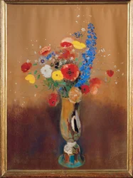 Bouquet of Wildflowers in a Long-Necked Vase