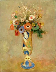 Flowers in a Painted Vase