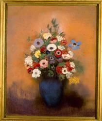 Large Bouquet in a Blue Vase