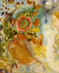 Two Young Girls among Flowers