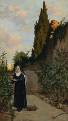 Nun in garden