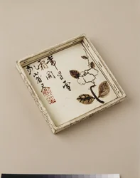 Cake plate with plum design, early 18th century