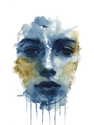 Blue Watercolor Gaze