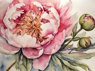Pink Peony Watercolor