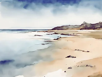 Serene Coastal Watercolor
