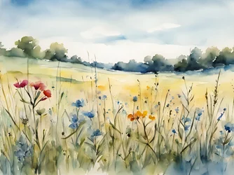 Wildflower Field Watercolor