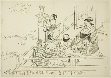 Courtesan Entertaining Daikoku and Fukurokuju, No. 10 from a Series of 12 Prints