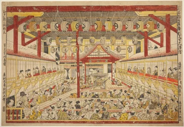 Large Perspective Picture of the Kaomise Performance on the Kabuki Stage