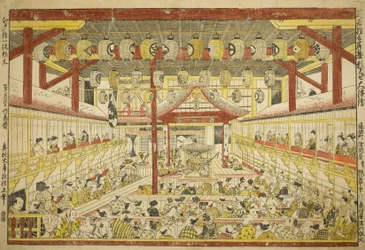 Large Perspective Picture of the Kaomise Performance on the Kabuki Stage