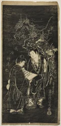 Two Boys as the Eccentric Monks Kanzan and Jittoku