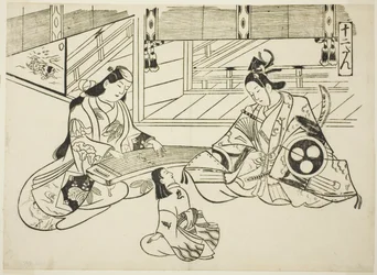 Yoshitsune and Princess Joruri, from the series "Famous Scenes from Japanese Puppet Plays"