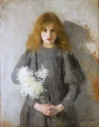 Girl with Chrysanthemums