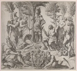Allegorical Composition with Six Olympian Gods Gathered Around a Figure in Armor, 1615-35