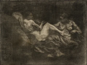 Two Witches Fighting Over a Broomstick