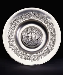 Spring, a Large Ramsden and Carr Silver Rosewater Dish