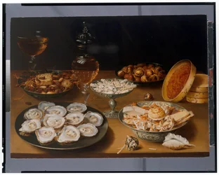 Still Life Of Oysters On A Pewter Plate